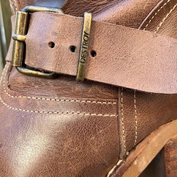 DESTROY Platform Vintage Chunky High Heel Y2K Brown Boots - Picture 9 of 11